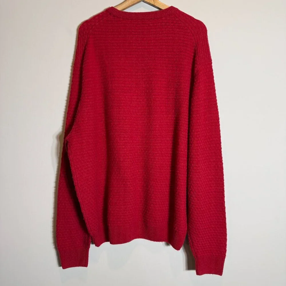 JoS. A. Bank Lambswool Basketweave Crewneck Sweater Pullover Mens Large Red Wool
